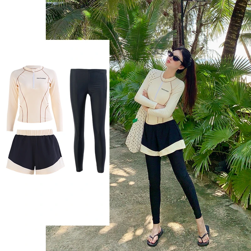 Split Long-sleeved Swimsuit Women's Three-piece Slimming Surfing Diving Suit High Elastic Hot Spring Beach Swimming Outing Wear
Split Long-sleeved Swimsuit Women's Three-piece Slimming Surfing Diving Suit High Elastic Hot Spring Beach Swimming Outing Wear