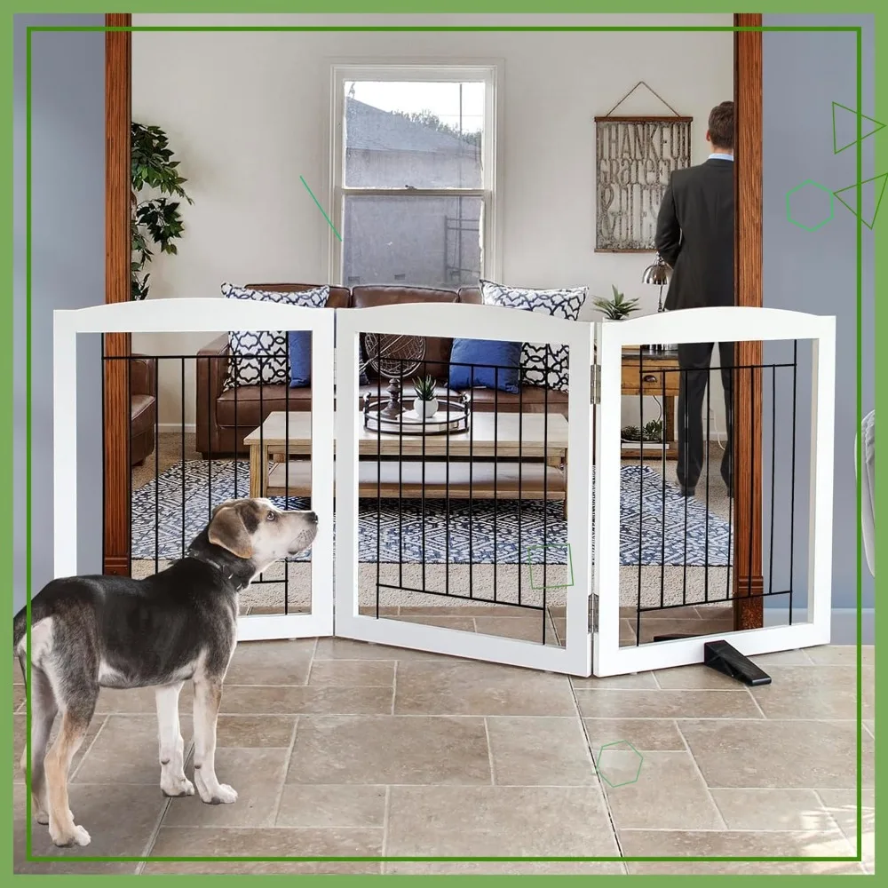 Freestanding Wood Dog Gate, 24"H 3-Panel Foldable Pet Fence for Doorways Stairs Hallways, Extra Wide with Support Feet
Freestanding Wood Dog Gate, 24"H 3-Panel Foldable Pet Fence for Doorways Stairs Hallways, Extra Wide with Support Feet