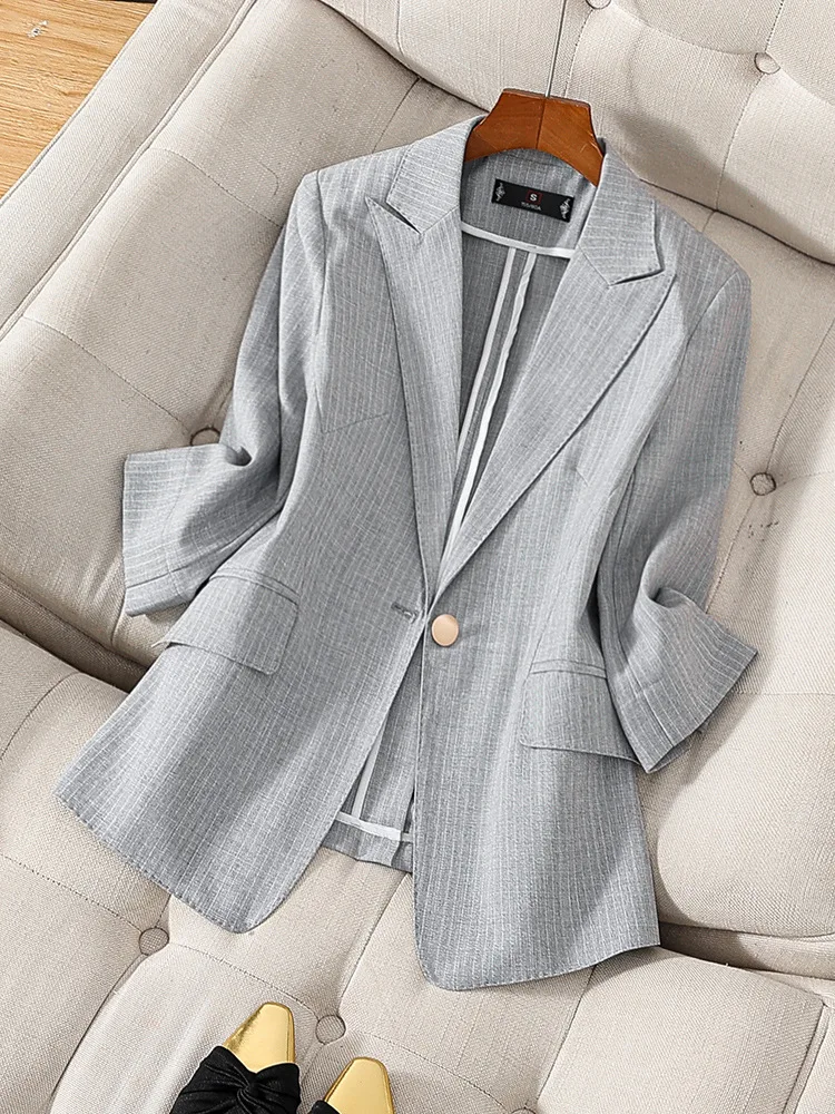 High end seven quarter sleeved suit jacket for women's spring summer thin style professional commuting temperament coat
High end seven quarter sleeved suit jacket for women's spring summer thin style professional commuting temperament coat