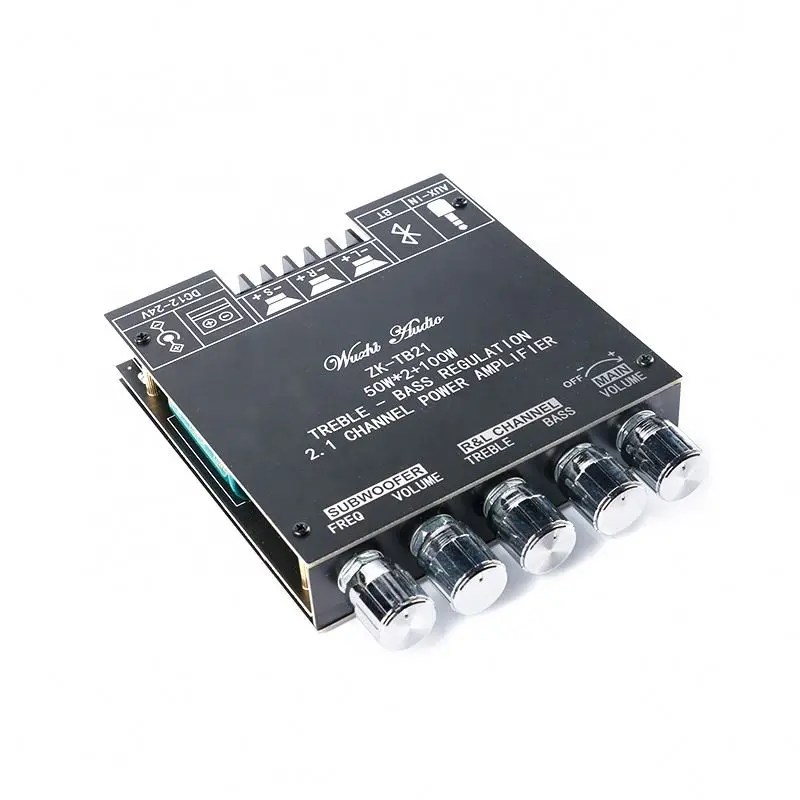 ZK-TB21 Amplifier Board 50W*2+100W Treble Bass Regulation 2.1 Channel BT Digital Power Module