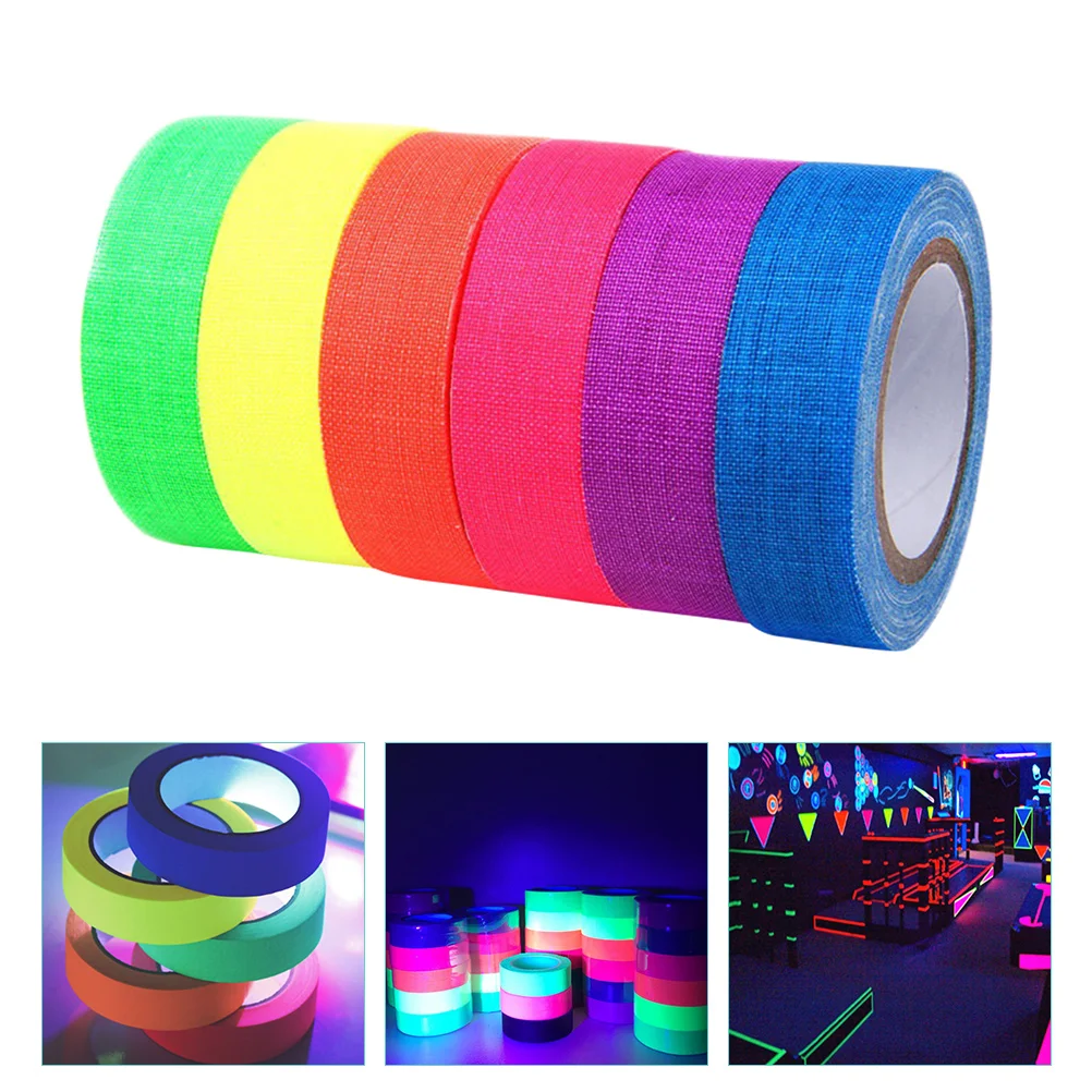 6pcs Fluorescent Tape 15mmx5m 6Colors Glow Dark Glow In The Dark Party Supplies Neon UV Party Wall Stairs Blacklight Stage Props
6pcs Fluorescent Tape 15mmx5m 6Colors Glow Dark Glow In The Dark Party Supplies Neon UV Party Wall Stairs Blacklight Stage Props