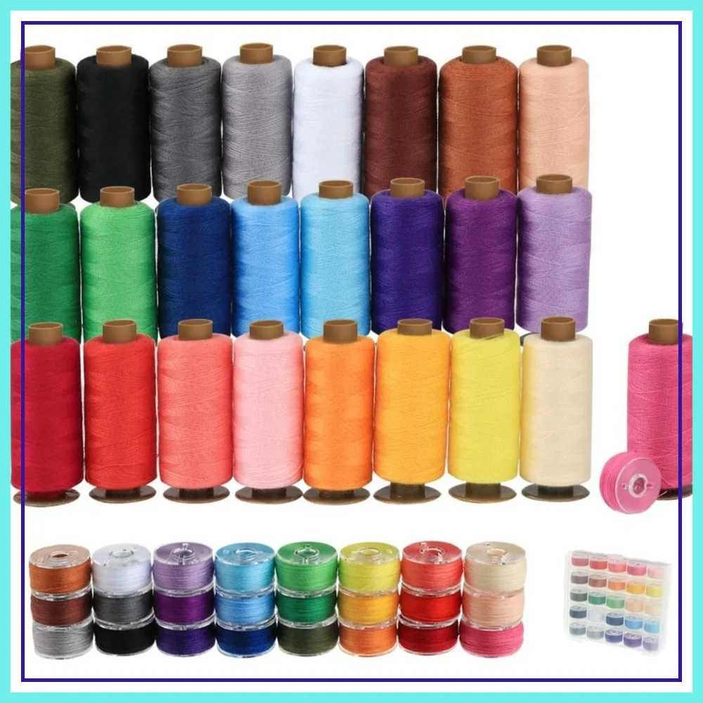 50Pcs 400Yds Sewing Thread Kit, 25 Colors Prewound Bobbins for Hand & Machine, Compatible with Brother Singer Janome Juki Serger
50Pcs 400Yds Sewing Thread Kit, 25 Colors Prewound Bobbins for Hand & Machine, Compatible with Brother Singer Janome Juki Serger