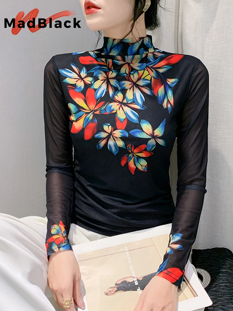 MadBlack European Clothes T-Shirts Women Sexy High Neck Position Print Slim Mesh Tops Long Sleeves Tees Autumn Winter T39502JC
MadBlack European Clothes T-Shirts Women Sexy High Neck Position Print Slim Mesh Tops Long Sleeves Tees Autumn Winter T39502JC