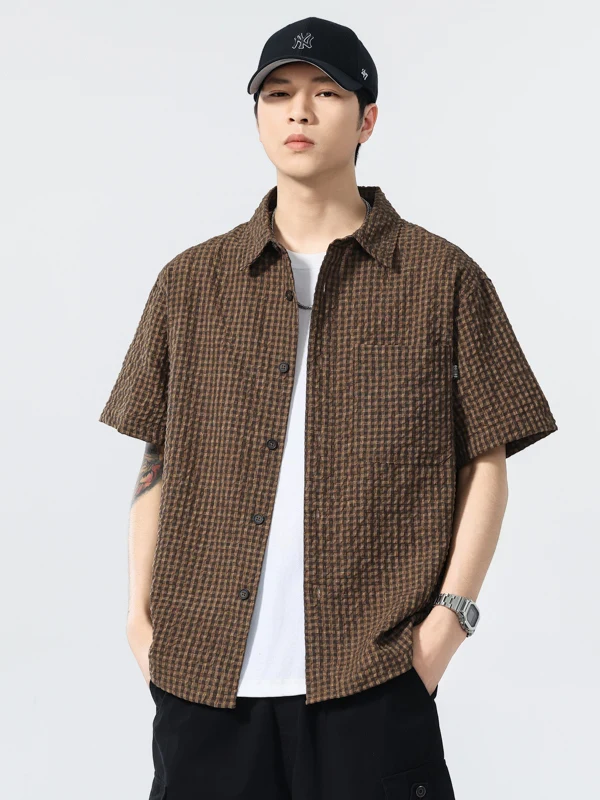American Retro Bubble Cloth Plaid ort Sve irt Men's Summer Trendy Loose Lightweight Breathable Workwear irt
American Retro Bubble Cloth Plaid ort Sve irt Men's Summer Trendy Loose Lightweight Breathable Workwear irt