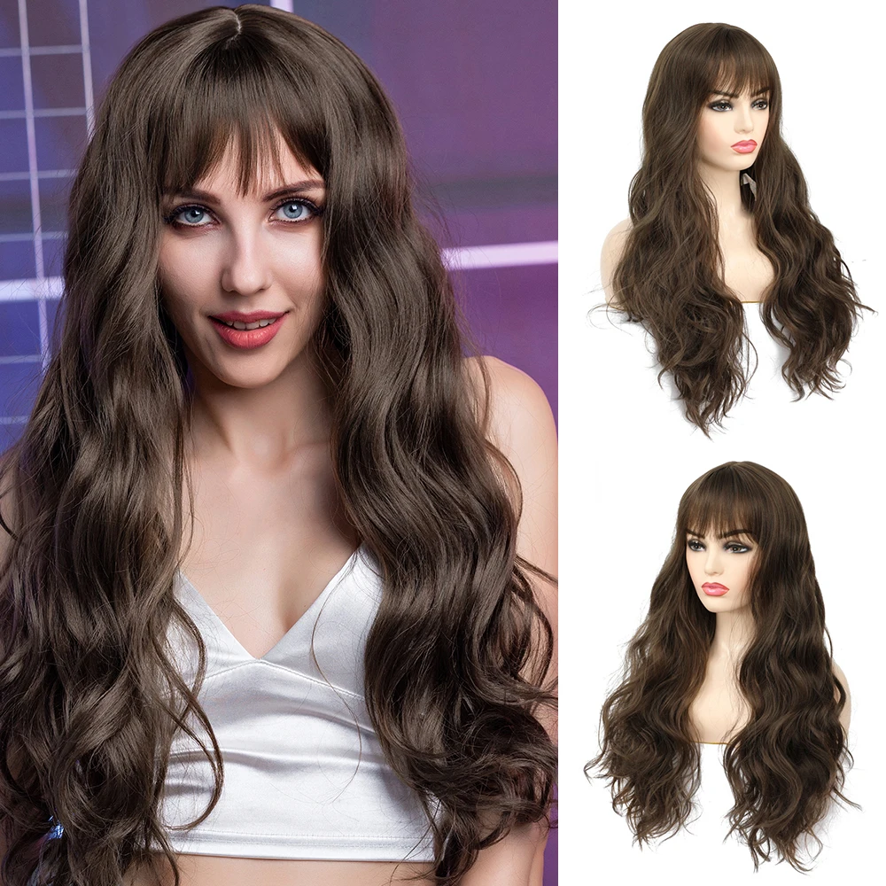 Honey Blonde Synthetic Hair Wigs With Bangs Soft Body Wave Long Length Machine Made Heat Resistant Hair Wigs for Women
Honey Blonde Synthetic Hair Wigs With Bangs Soft Body Wave Long Length Machine Made Heat Resistant Hair Wigs for Women