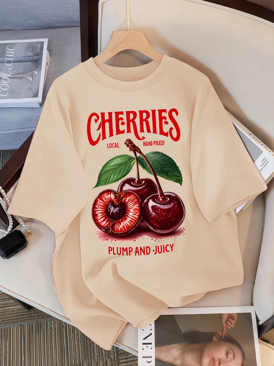 Cherries Local Hand Picked Plump And Juicy Print Woman T Shirt Hip Hop All-Match Top Casual Cotton Clothes O-Neck Loose T-Shirt
Cherries Local Hand Picked Plump And Juicy Print Woman T Shirt Hip Hop All-Match Top Casual Cotton Clothes O-Neck Loose T-Shirt