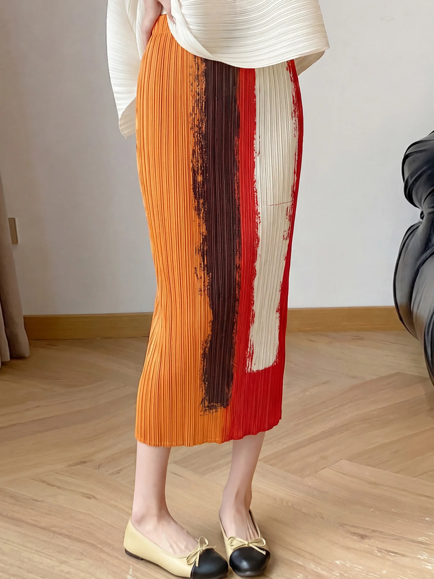 High Waist Slimming Asymmetrical Color Block Midi Skirt Women's Spring Summer New Style Sashiko Pleated Skirt Casual Wear
High Waist Slimming Asymmetrical Color Block Midi Skirt Women's Spring Summer New Style Sashiko Pleated Skirt Casual Wear