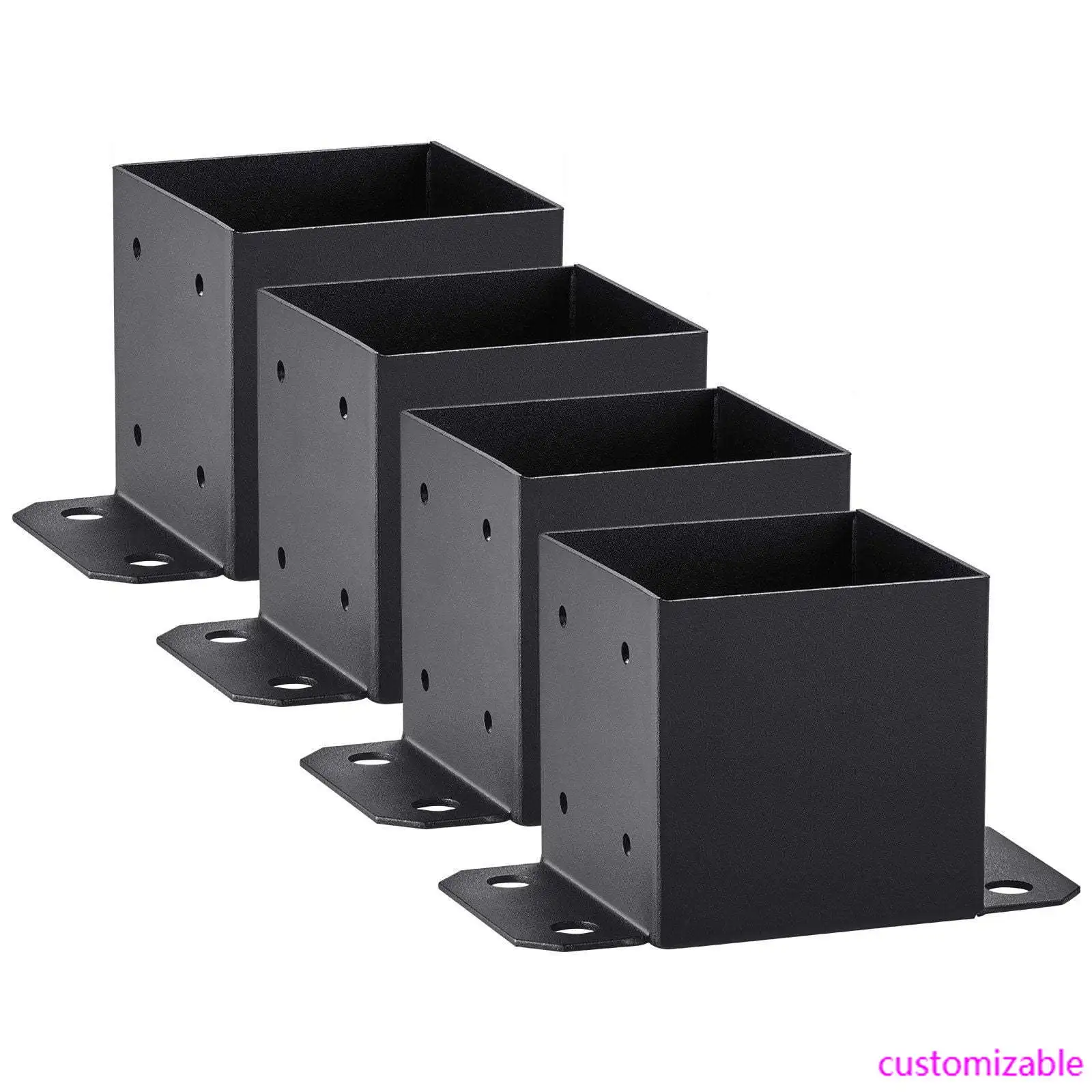 6x6 Post Base 4 Pcs, Inner Size 5.6"x5.6" Base Brackets, Heavy Duty Powder-Coated Anchor Matte Black Wood
6x6 Post Base 4 Pcs, Inner Size 5.6"x5.6" Base Brackets, Heavy Duty Powder-Coated Anchor Matte Black Wood