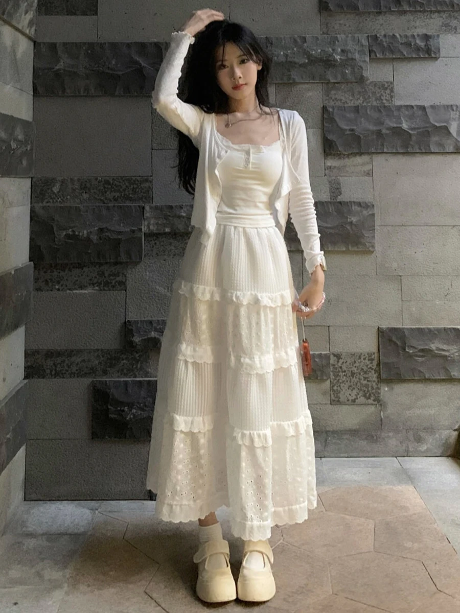 Elegant White Hooked Flower High Waist Half Skirt Women's Spring Autumn A-Line Cake Fairy Skirt Small Size Commute Korean Style
Elegant White Hooked Flower High Waist Half Skirt Women's Spring Autumn A-Line Cake Fairy Skirt Small Size Commute Korean Style