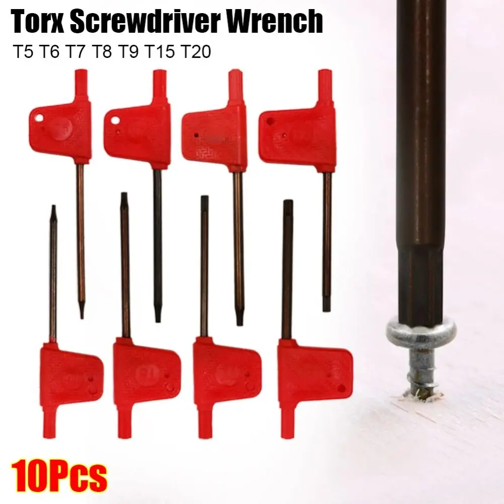 10Pcs Power Tool Torx Screwdriver Wrench T5 T6 T7 T8 T9 T15 T20 Plum Shaped Torx Screw Spanner Standard Red Flag Type T Wrench
10Pcs Power Tool Torx Screwdriver Wrench T5 T6 T7 T8 T9 T15 T20 Plum Shaped Torx Screw Spanner Standard Red Flag Type T Wrench