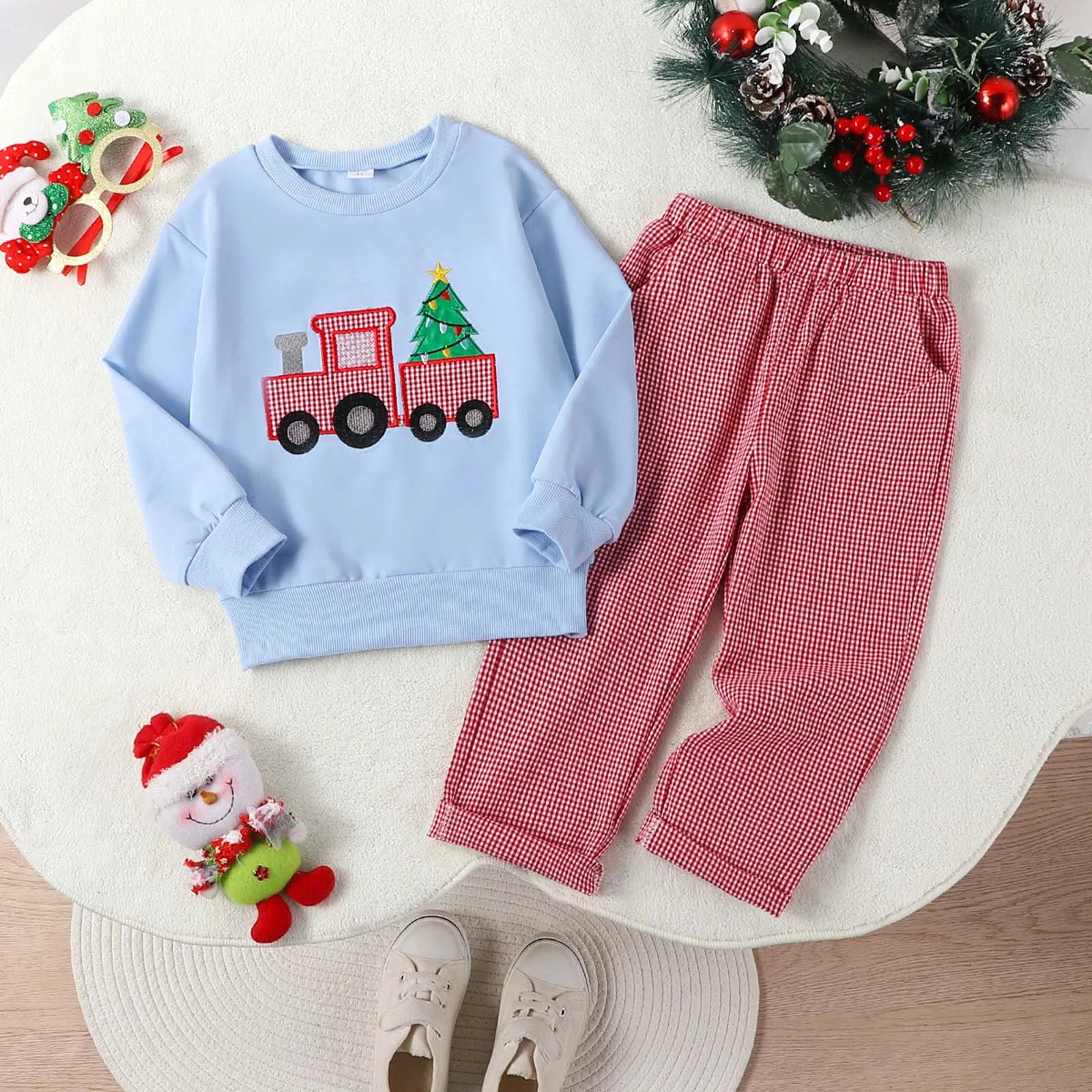 Childrens Christmas Outfit Set Boys Girls Cartoon Car Christmas Tree Embroidered Sweatshirt And Pants Two Piece Suit kids sets
Childrens Christmas Outfit Set Boys Girls Cartoon Car Christmas Tree Embroidered Sweatshirt And Pants Two Piece Suit kids sets