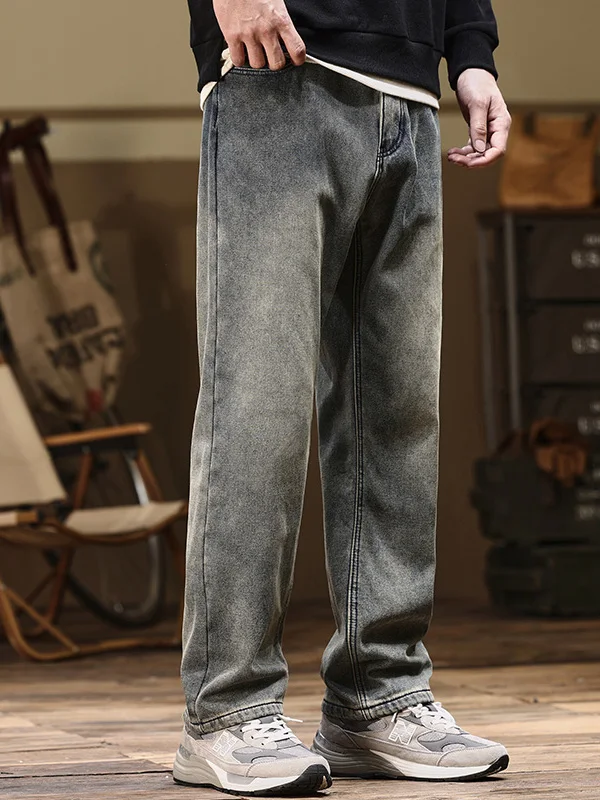 Retro Washed Loose Straight Leg Men's Jeans mid Waist Denim Pants Large Size Comfortable Fit Vintage Style Winter Wear
Retro Washed Loose Straight Leg Men's Jeans mid Waist Denim Pants Large Size Comfortable Fit Vintage Style Winter Wear