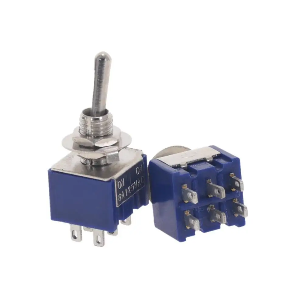 Миниатюрный тумблерный переключатель 10/5 шт., однополюсный, двухпозиционный (SPDT/DPDT), ON-OFF-ON/ON-ON, 120 В переменного тока, 6 А, монтаж 1/4 дюйма, MTS-102/103/202
Миниатюрный тумблерный переключатель 10/5 шт., однополюсный, двухпозиционный (SPDT/DPDT), ON-OFF-ON/ON-ON, 120 В переменного тока, 6 А, монтаж 1/4 дюйма, MTS-102/103/202