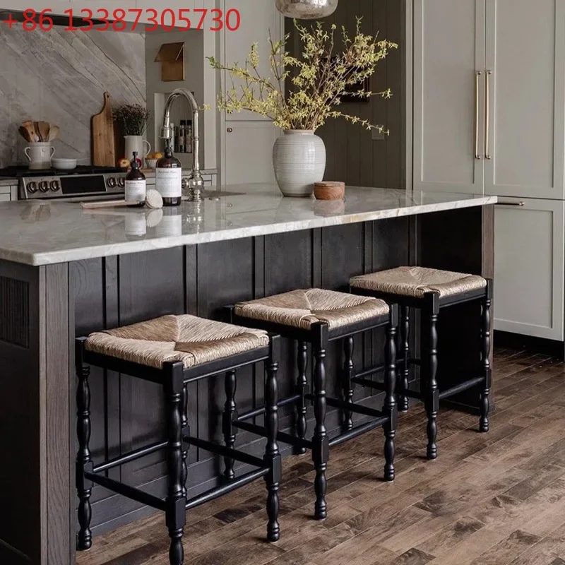 French retro solid wood stool home dining room rope seat surface high stool
French retro solid wood stool home dining room rope seat surface high stool