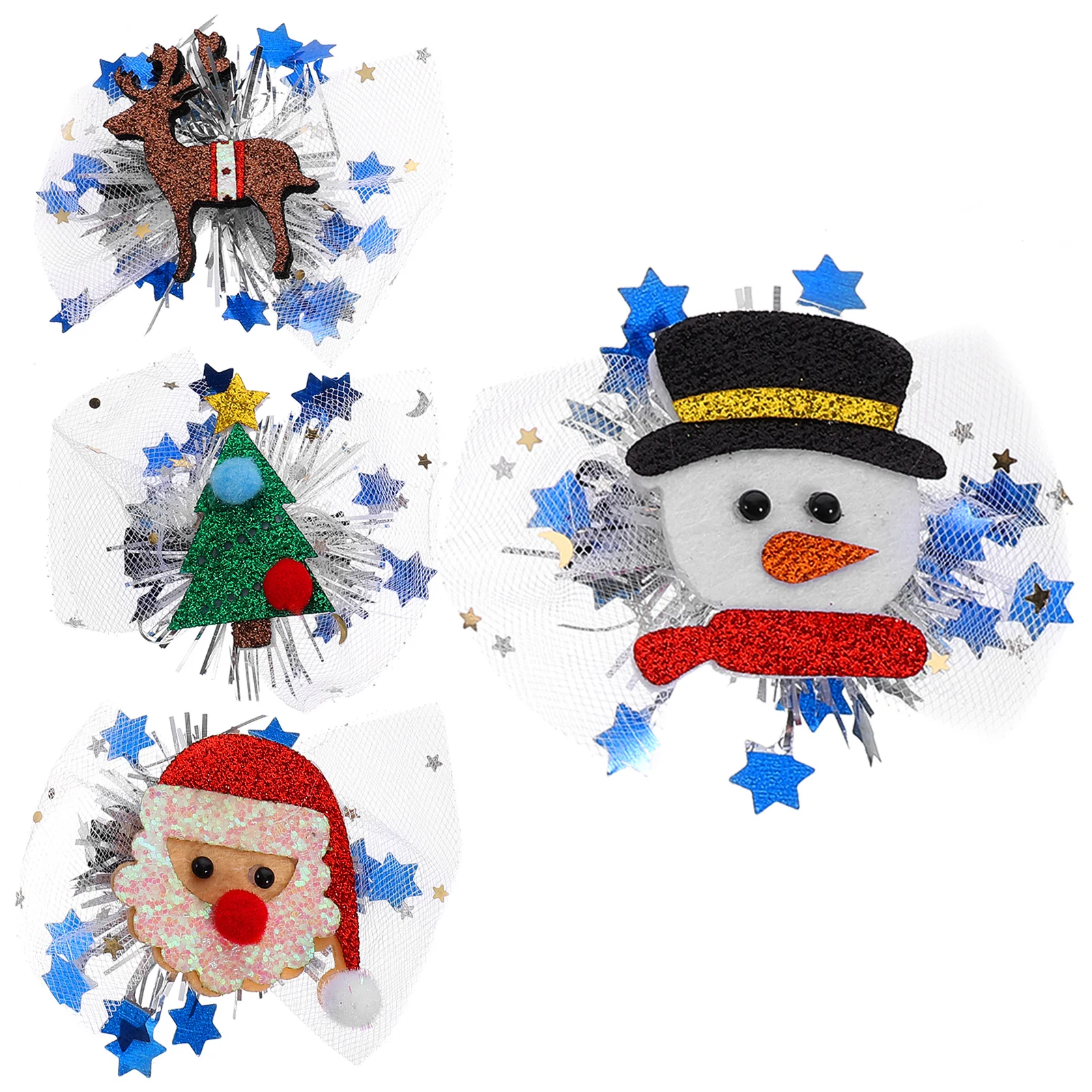 4pcs Christmas Headdress Hair Clips Girls Women Holiday Accessories Snowman Santa Tree Reindeer Mesh Edge Thin Hair Decorative
4pcs Christmas Headdress Hair Clips Girls Women Holiday Accessories Snowman Santa Tree Reindeer Mesh Edge Thin Hair Decorative