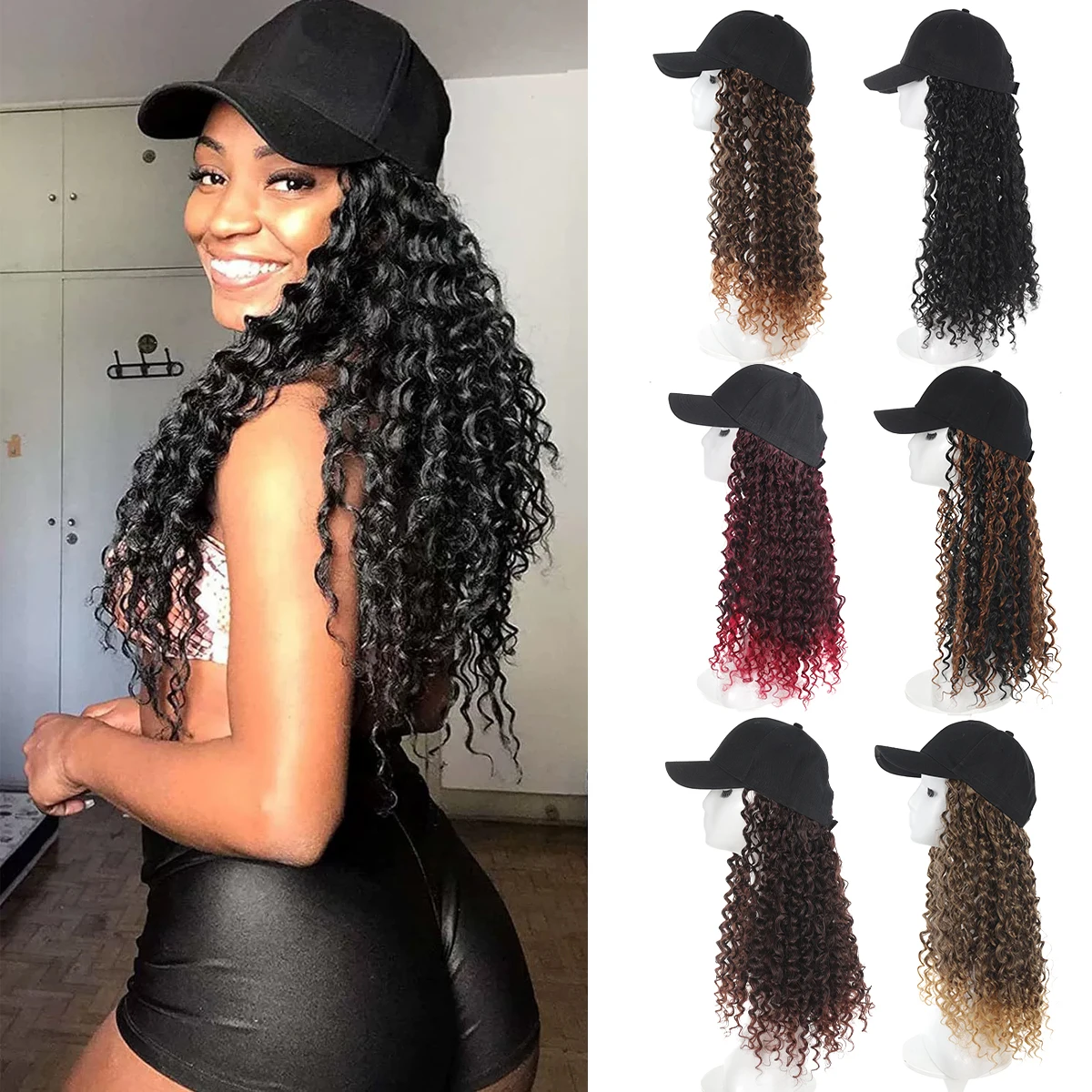 20-inch synthetic instant noodle roll hat wig black cap women's sunshade long curly hair black screw curly hair extension
20-inch synthetic instant noodle roll hat wig black cap women's sunshade long curly hair black screw curly hair extension