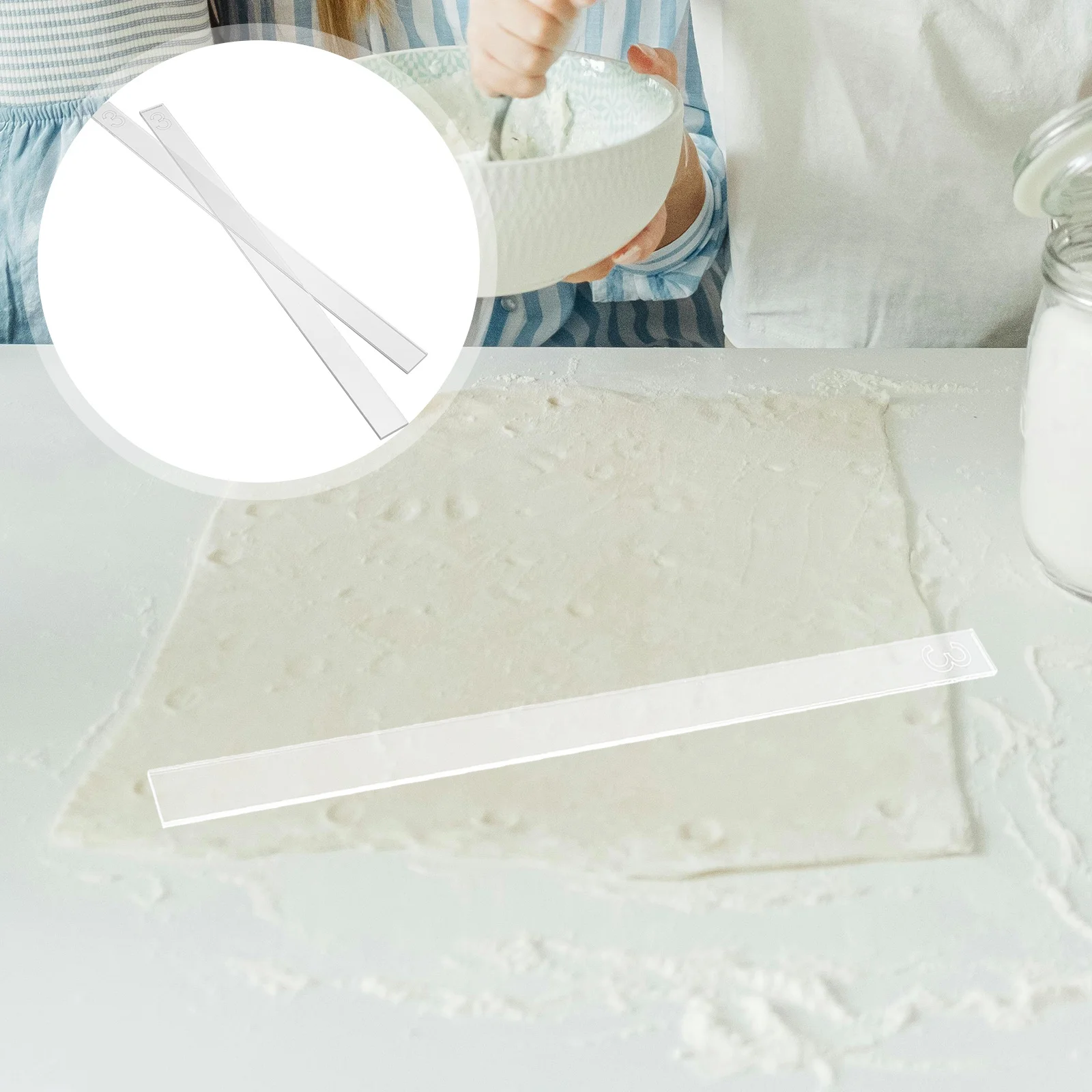 2Pcs Pastry Rolling Ruler Acrylic Baking Thickness Guide for Cookie Dough Smooth Even Layers Culinary Measuring Tool Kitchen
2Pcs Pastry Rolling Ruler Acrylic Baking Thickness Guide for Cookie Dough Smooth Even Layers Culinary Measuring Tool Kitchen