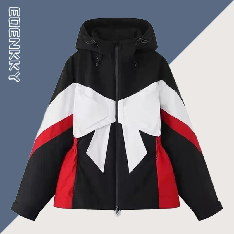 Spring Hooded Jackets Women Bowknot Loose Patchwork Outwear Retro Bomber Coats Female Casual Outdoor Cargo Jacket Autumn 2023
Spring Hooded Jackets Women Bowknot Loose Patchwork Outwear Retro Bomber Coats Female Casual Outdoor Cargo Jacket Autumn 2023