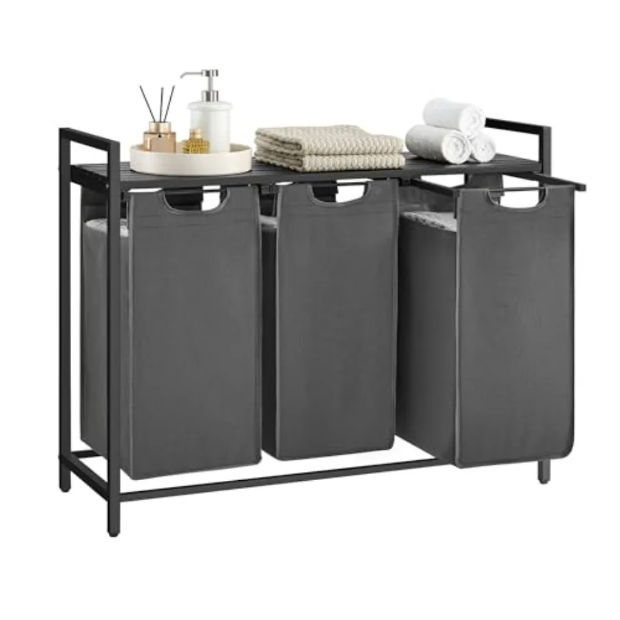 Laundry Hamper with 3 Pull-Out and Removable Bags for Efficient Sorting Metal Frame Storage Basket with Shelf 3 x 10.6 Gallons
Laundry Hamper with 3 Pull-Out and Removable Bags for Efficient Sorting Metal Frame Storage Basket with Shelf 3 x 10.6 Gallons