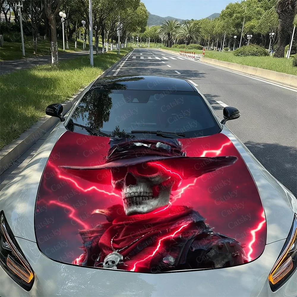 Этот ударный чехол на капот автомобиля представляет собой мешканчик черепа в красной ковбойской шляпе, в окружении ярких молниеносных болтов на темном обрате.
Этот ударный чехол на капот автомобиля представляет собой мешканчик черепа в красной ковбойской шляпе, в окружении ярких молниеносных болтов на темном обрате.