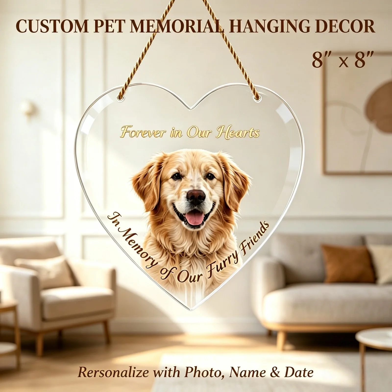 Pet Lovers Memorial Keepsake Custom Photo Heart Acrylic Hanging Ornament
Pet Lovers Memorial Keepsake Custom Photo Heart Acrylic Hanging Ornament
