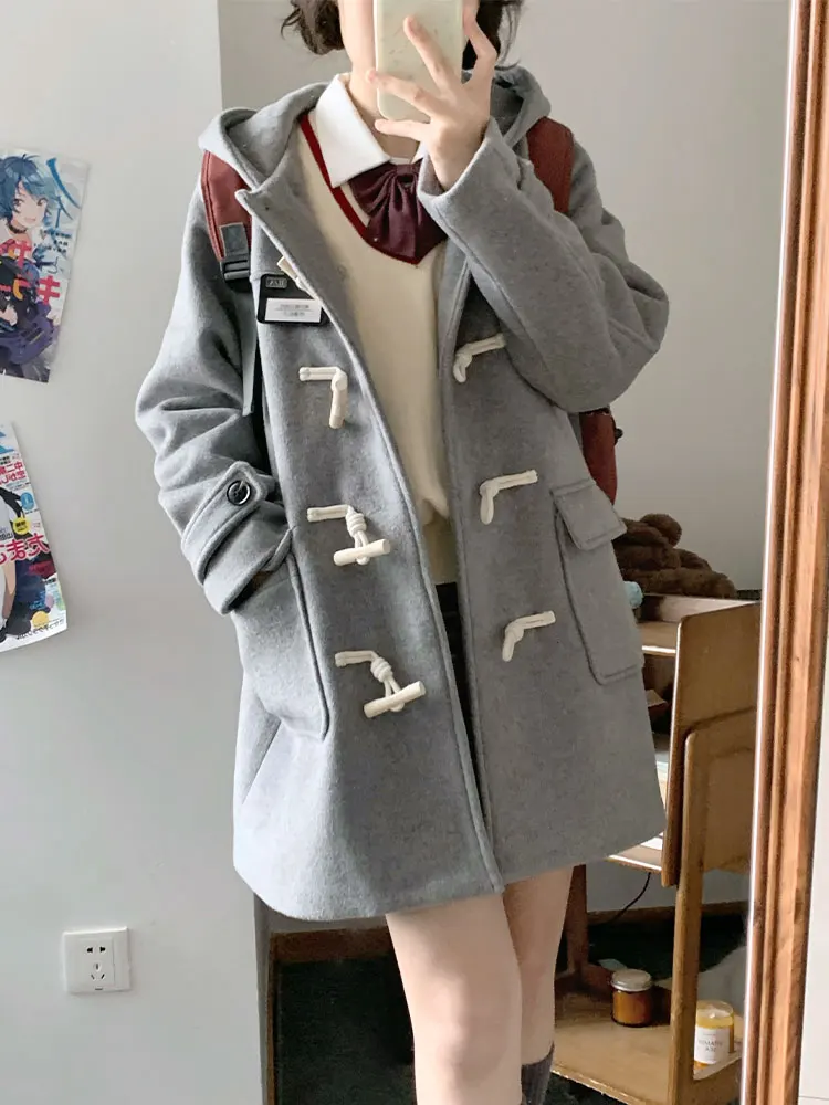 Thiened Woolen Coat with Hat Original Design Winter Season Button JK orm Sle Women's Outerwear Bla Long Sve Coat
Thiened Woolen Coat with Hat Original Design Winter Season Button JK orm Sle Women's Outerwear Bla Long Sve Coat