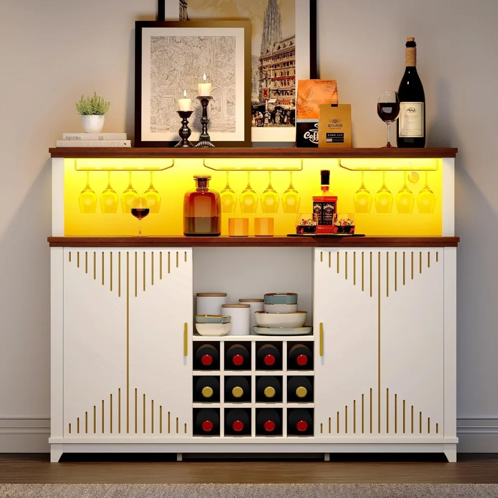 Coffee Bar Cabinet with Storage, 55" Wine Bar Cabinet w/LED Lights & Power Outlet, Kitchen Buffet Cabinet with Door Win
Coffee Bar Cabinet with Storage, 55" Wine Bar Cabinet w/LED Lights & Power Outlet, Kitchen Buffet Cabinet with Door Win