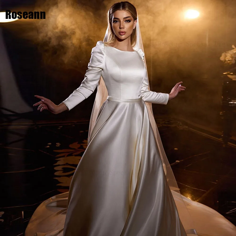 Muslim 2024 Exquisite A-line O-Neck Wedding Dresses Satin Full Draped Pleat Floor Length Bride Dress Brush Train robe de mariée
Muslim 2024 Exquisite A-line O-Neck Wedding Dresses Satin Full Draped Pleat Floor Length Bride Dress Brush Train robe de mariée