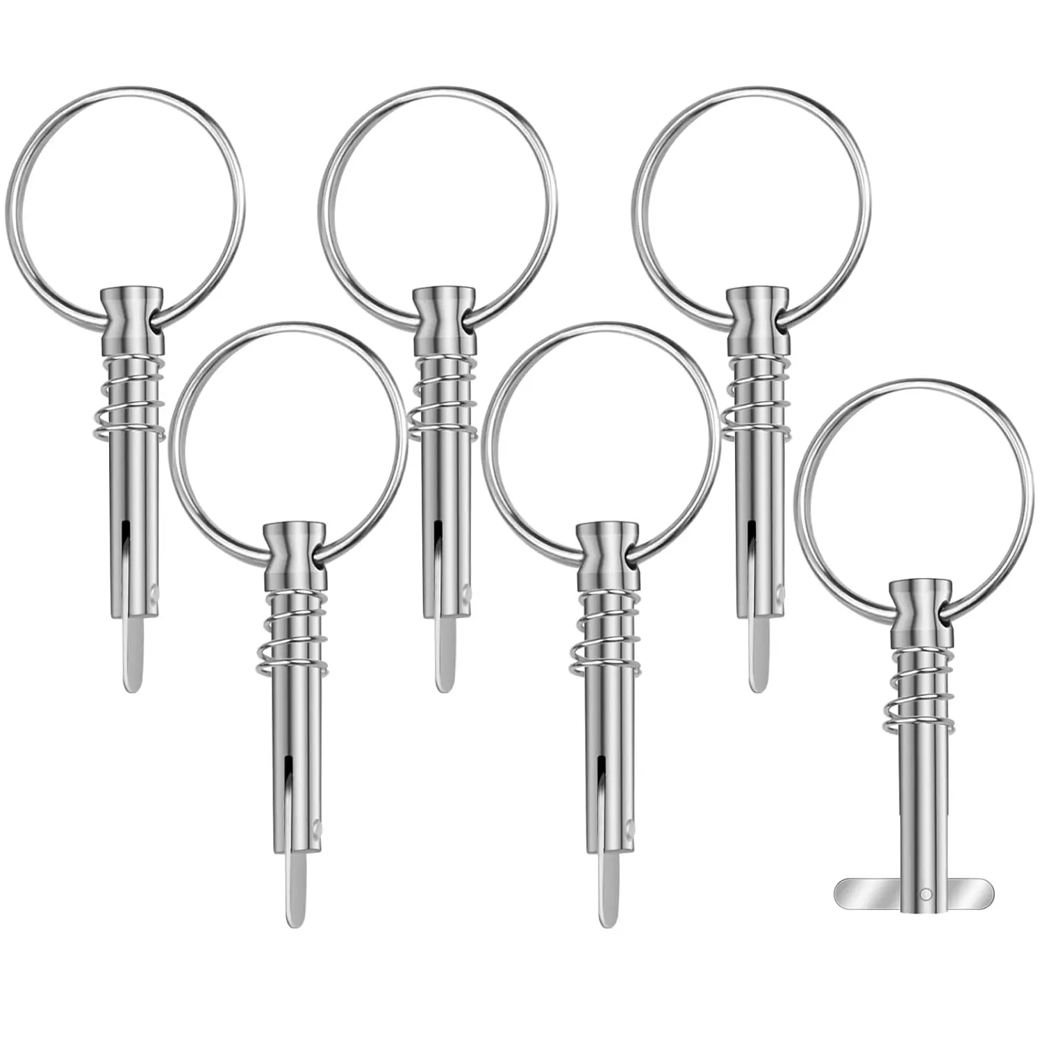 6 Pcs 1/4" Bimini Top Quick Release Pins, 316 Stainless Steel Boat Canopy Hardware with Pull Ring
6 Pcs 1/4" Bimini Top Quick Release Pins, 316 Stainless Steel Boat Canopy Hardware with Pull Ring