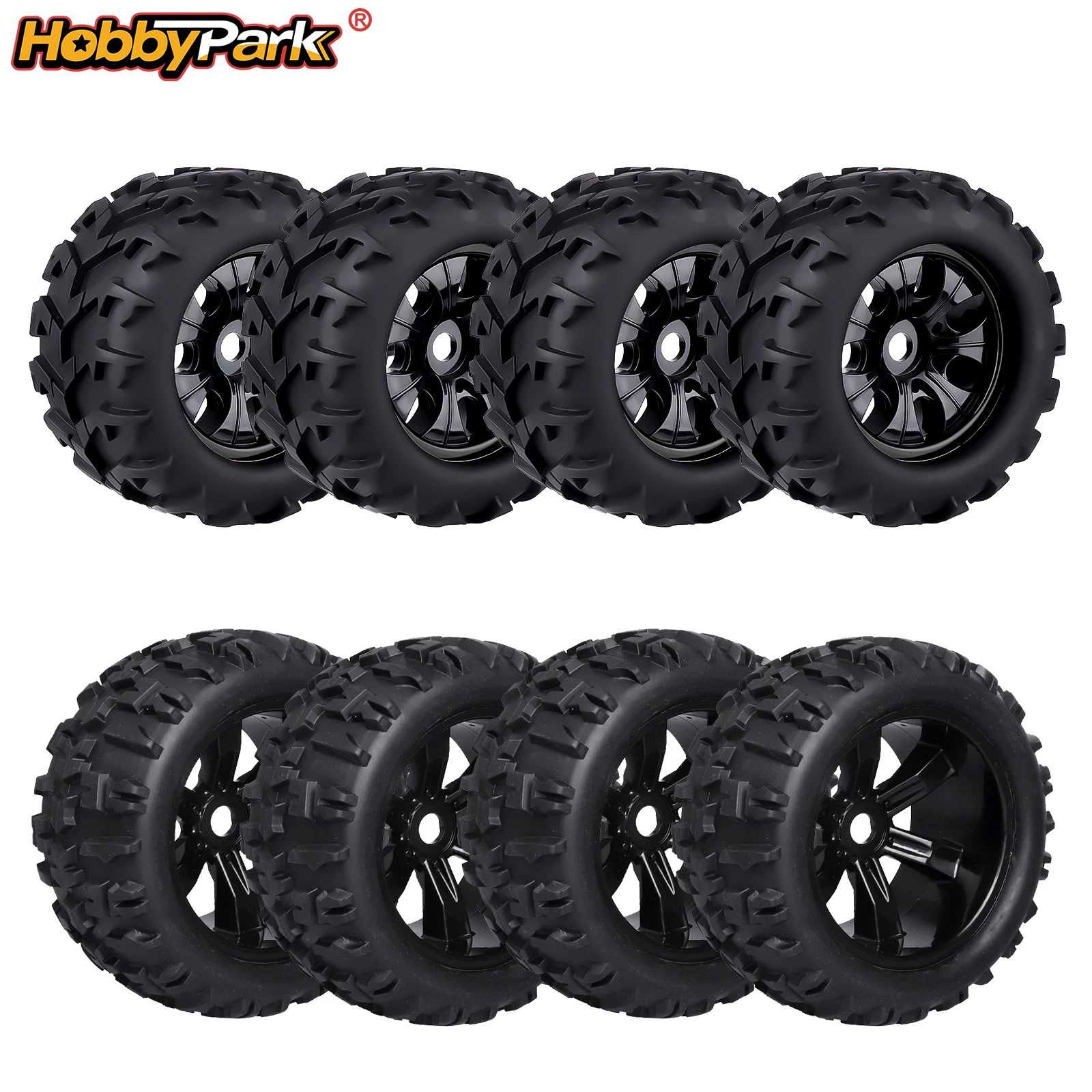 HobbyPark Pre-Glued 17mm Hex Monster Truck Wheels Tires for 1/8 Arrma Kraton 6s Notorious Traxxas Maxx Tmaxx E-Revo HPI Savage
HobbyPark Pre-Glued 17mm Hex Monster Truck Wheels Tires for 1/8 Arrma Kraton 6s Notorious Traxxas Maxx Tmaxx E-Revo HPI Savage