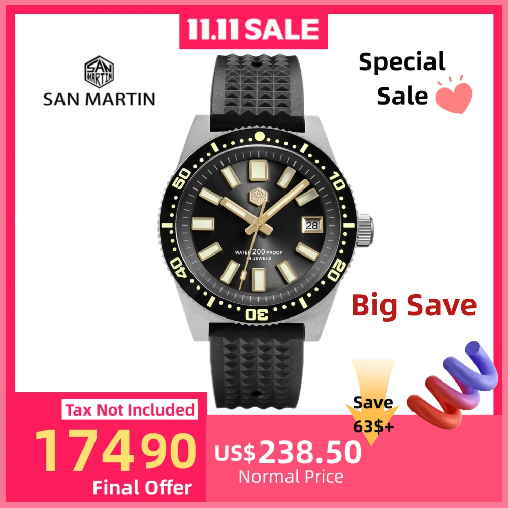 San Martin 40mm 3D Printing Full C3 Lume Surfing Dial NH35 Men Diver Watch 62mas Week Date Window Gilt Indices 20Bar SN0007 V3
San Martin 40mm 3D Printing Full C3 Lume Surfing Dial NH35 Men Diver Watch 62mas Week Date Window Gilt Indices 20Bar SN0007 V3