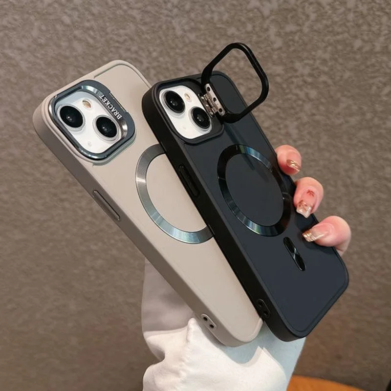 Lens Stand Flip Bracket Magnetic Case For iPhone 14 13 12 15 16 Pro Max Plus Silky Skin For Magsafe Wirelesss Charge Cover Funda
Lens Stand Flip Bracket Magnetic Case For iPhone 14 13 12 15 16 Pro Max Plus Silky Skin For Magsafe Wirelesss Charge Cover Funda