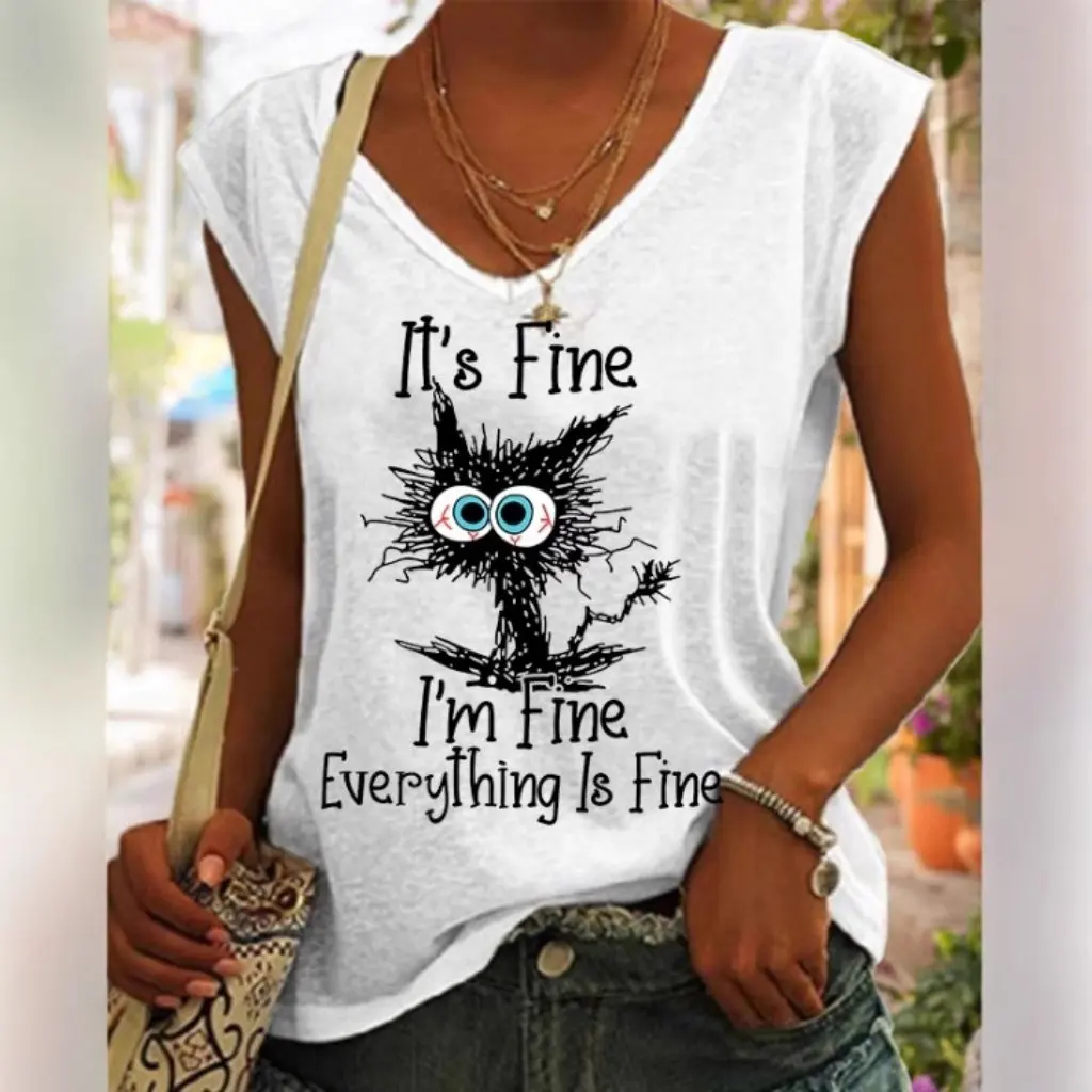 Women's V-Neck Printed Vest European And American Style Summer Casual Trendy Short-Sleeved Top
Women's V-Neck Printed Vest European And American Style Summer Casual Trendy Short-Sleeved Top