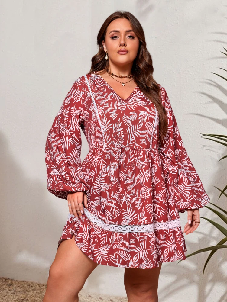 Plus Size Women's 2026 Autumn New Printed Pattern Long Sleeve V-Neck Loose Dress Holiday Style Home Comfortable
Plus Size Women's 2026 Autumn New Printed Pattern Long Sleeve V-Neck Loose Dress Holiday Style Home Comfortable