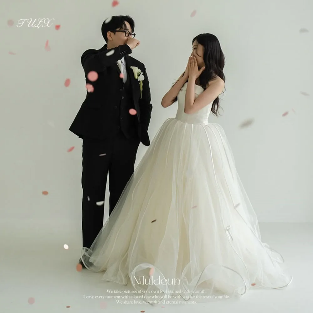 TULX Elegant Strapless Satin Wedding Dresses Korea Photo Shoot Ivory A-line Tulle Long Bridal Gown Corset Customized 웨딩드레스 2026
TULX Elegant Strapless Satin Wedding Dresses Korea Photo Shoot Ivory A-line Tulle Long Bridal Gown Corset Customized 웨딩드레스 2026