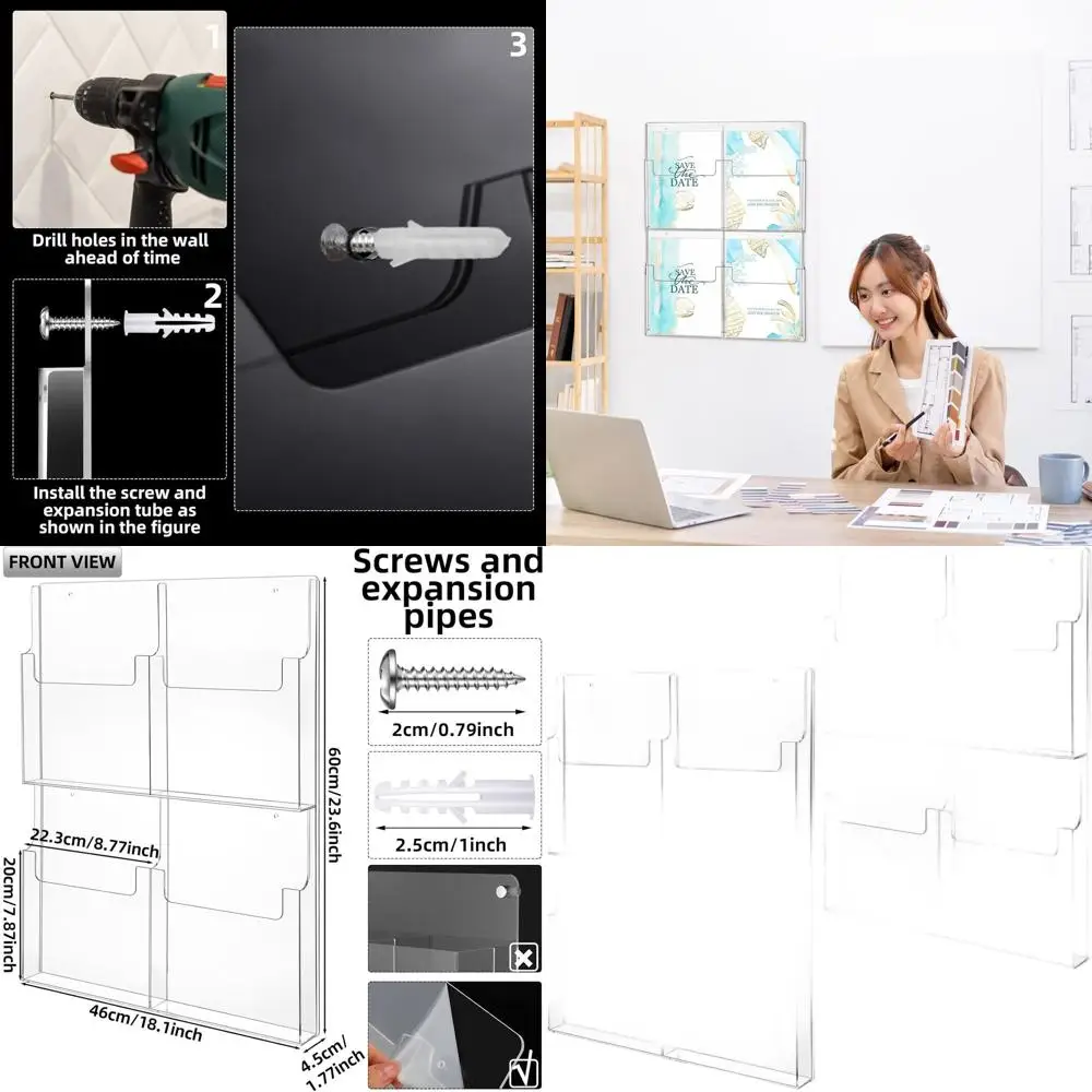 Clear Acrylic Wall-Mounted 4-Pocket Pamphlet Holder for Office Literature Display
Clear Acrylic Wall-Mounted 4-Pocket Pamphlet Holder for Office Literature Display