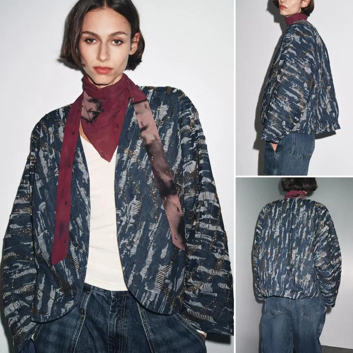 Decorative Beaded Denim Cotton Jacket with Color Block Thread Details Autumn Fashion Women's Outerwear 2025 Season
Decorative Beaded Denim Cotton Jacket with Color Block Thread Details Autumn Fashion Women's Outerwear 2025 Season