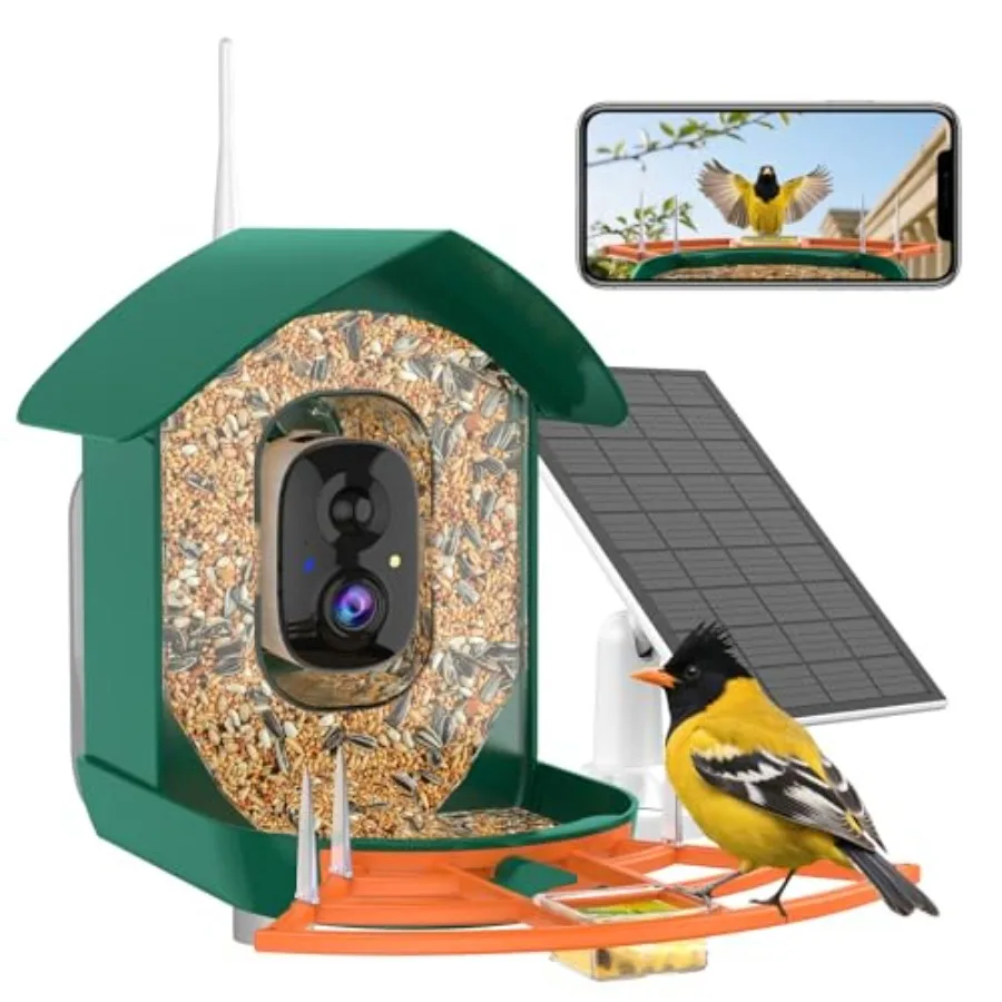 Outdoor bird feeder with camera: solar-powered WiFi smart bird house black AI bird identification night vision 2K live view aut
Outdoor bird feeder with camera: solar-powered WiFi smart bird house black AI bird identification night vision 2K live view aut