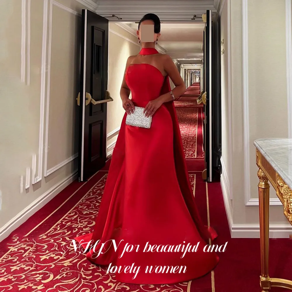 NFYN Red Elegant Formal Gown Satin Sleeveless Prom Dress with Scarf Pleating Mermaid Evening Dress robes de soirée Customized
NFYN Red Elegant Formal Gown Satin Sleeveless Prom Dress with Scarf Pleating Mermaid Evening Dress robes de soirée Customized
