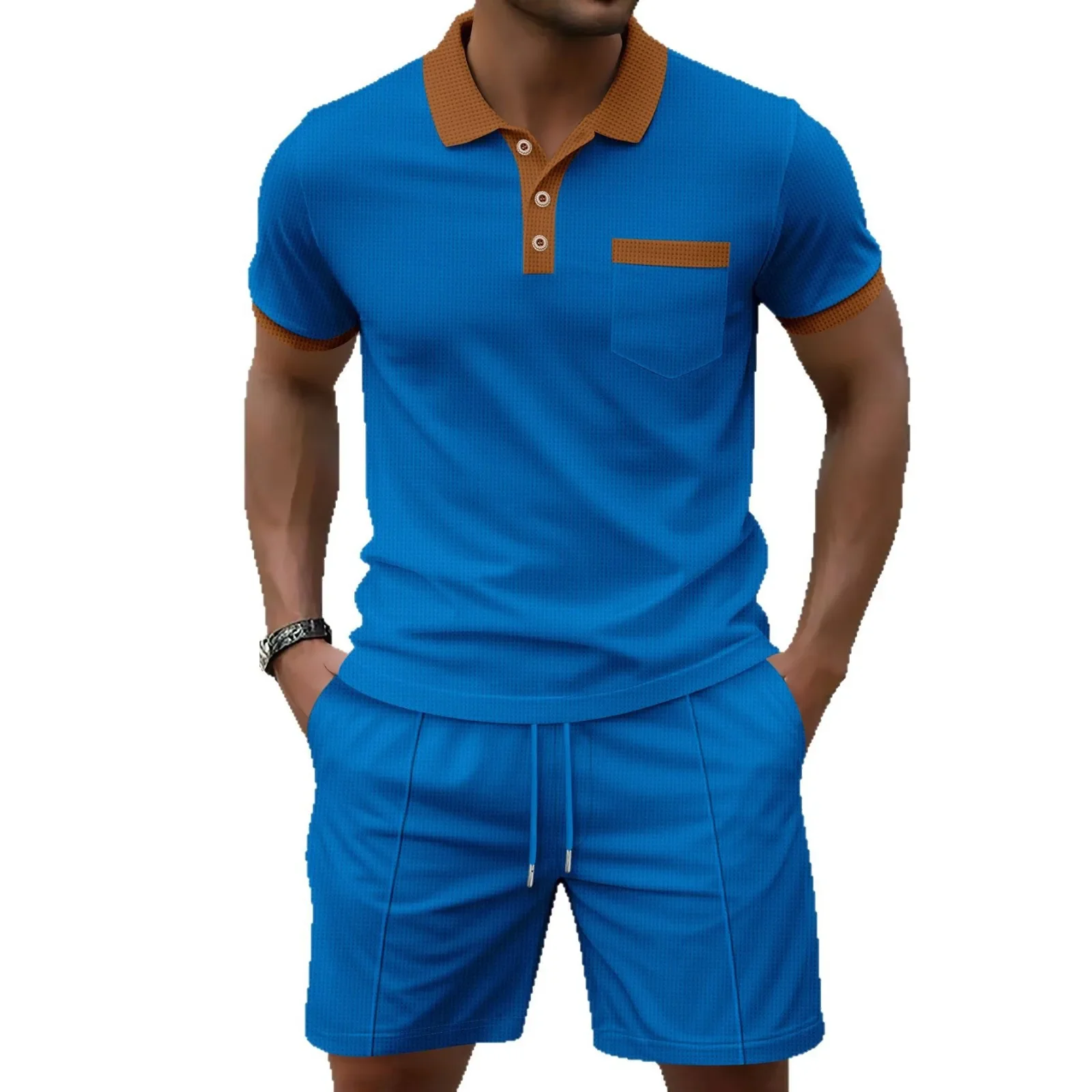 2025 New Crossover Summer Brand new Men's Waffle lapel Colored Chest Pocket buckle Short sleeve and Shorts 2-piece set
2025 New Crossover Summer Brand new Men's Waffle lapel Colored Chest Pocket buckle Short sleeve and Shorts 2-piece set