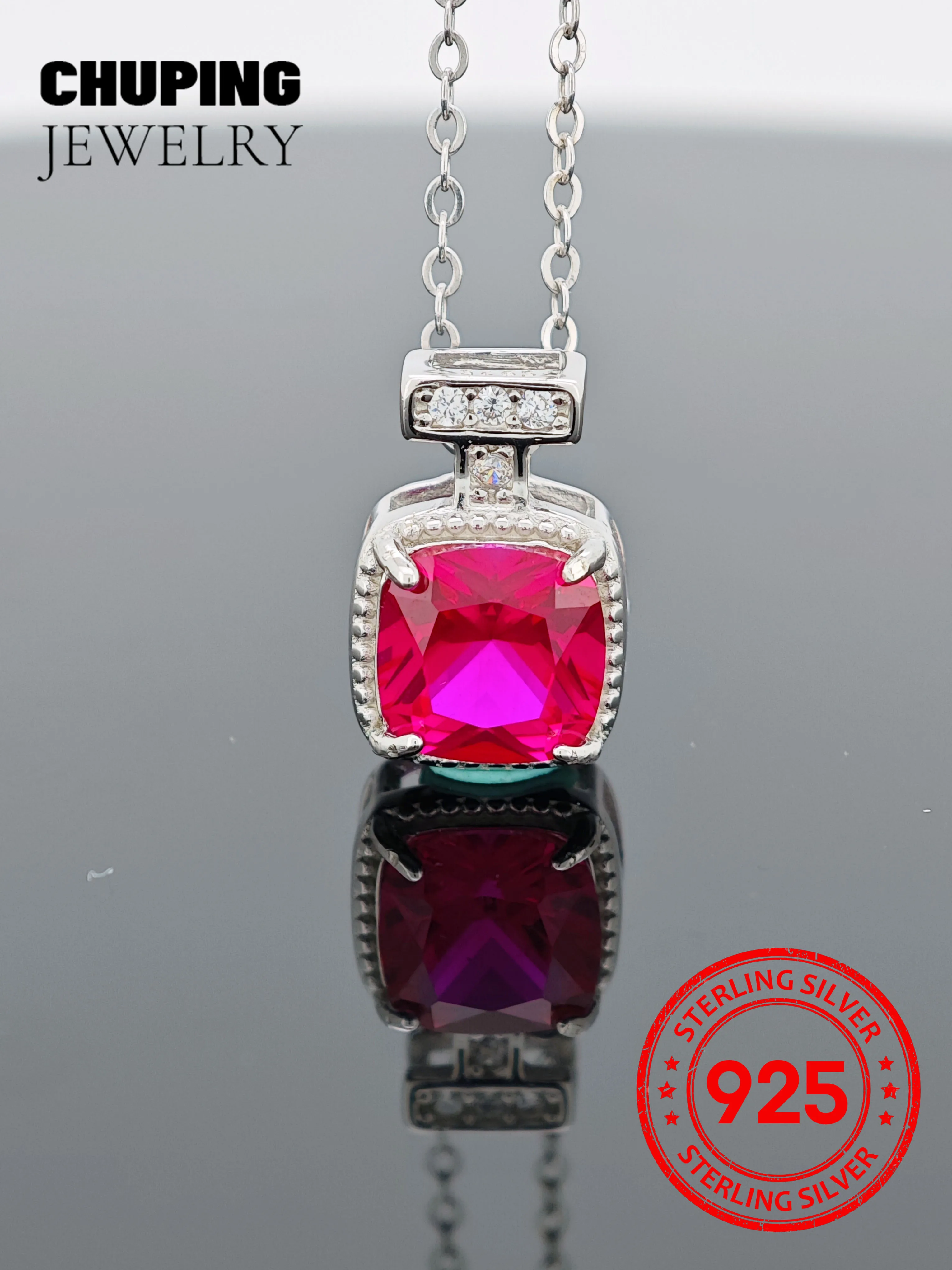 ChuPing Fine Jewelry Lab Grown Ruby Cushion Cut 7*7mm S925 Silver Pendant Necklace for Valentine's Day Gift or Birthday Gift
ChuPing Fine Jewelry Lab Grown Ruby Cushion Cut 7*7mm S925 Silver Pendant Necklace for Valentine's Day Gift or Birthday Gift