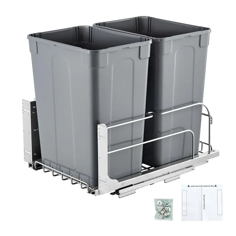 PullOut Trash Can, 35 QT x2 Double Under Mount Kitchen Waste Container, Heavy Duty Garbage Recycling Bin with Door Kit and Soft
PullOut Trash Can, 35 QT x2 Double Under Mount Kitchen Waste Container, Heavy Duty Garbage Recycling Bin with Door Kit and Soft