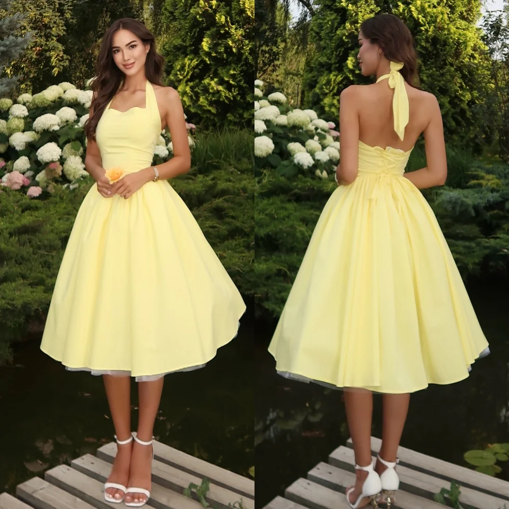 Customized High Quality Classic Jersey Ruched A-line Halter Knee Length Dresses Bespoke Occasion Dresses Modern Style Matching
Customized High Quality Classic Jersey Ruched A-line Halter Knee Length Dresses Bespoke Occasion Dresses Modern Style Matching