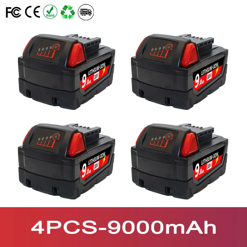 4 Packs 18V 9.0Ah Tool Battery For Mil-wau-kee M-18 9.0Ah Cordless Power Tools Lithium-Ion Battery FOR MIL-WAU-KEE M18 Battery T
4 Packs 18V 9.0Ah Tool Battery For Mil-wau-kee M-18 9.0Ah Cordless Power Tools Lithium-Ion Battery FOR MIL-WAU-KEE M18 Battery T