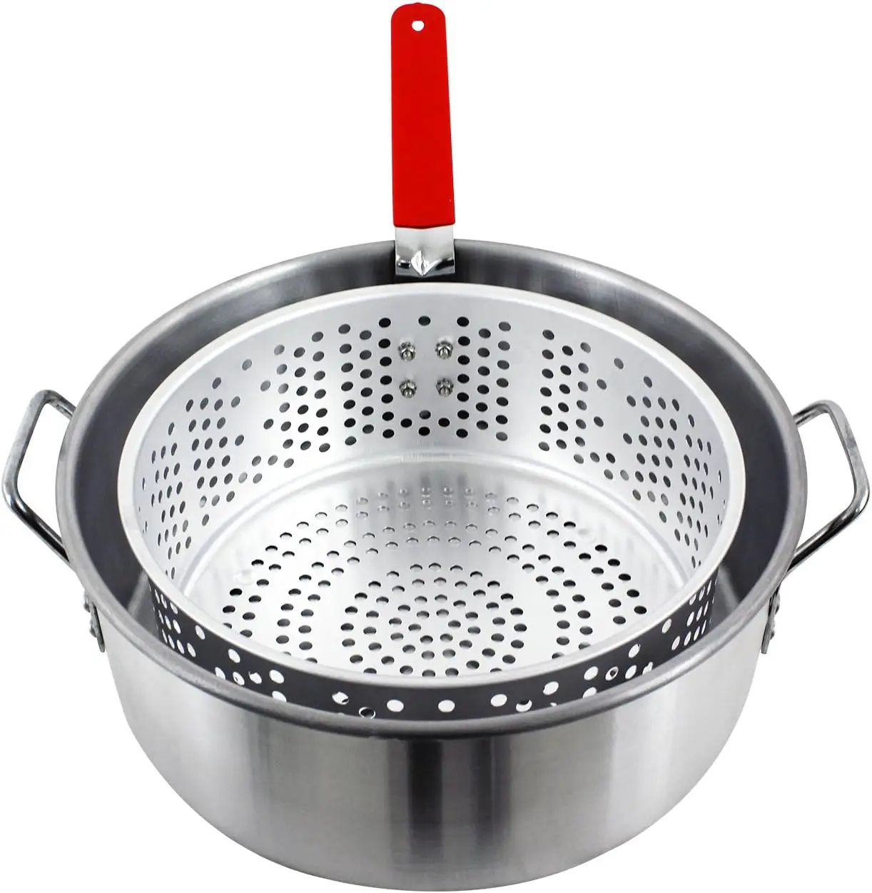 10.5 Quart Aluminum Stock Pot with Strainer Basket, Ideal for Outdoor Cooking
10.5 Quart Aluminum Stock Pot with Strainer Basket, Ideal for Outdoor Cooking