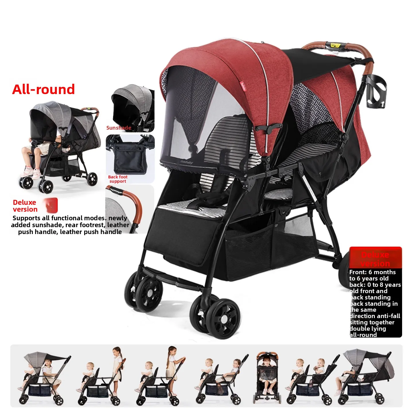 Twin Baby Stroller Lightweight Foldable Double Seat Sit and Lie Pushchair for Infant Toddler Travel Pram Comfortable Design
Twin Baby Stroller Lightweight Foldable Double Seat Sit and Lie Pushchair for Infant Toddler Travel Pram Comfortable Design