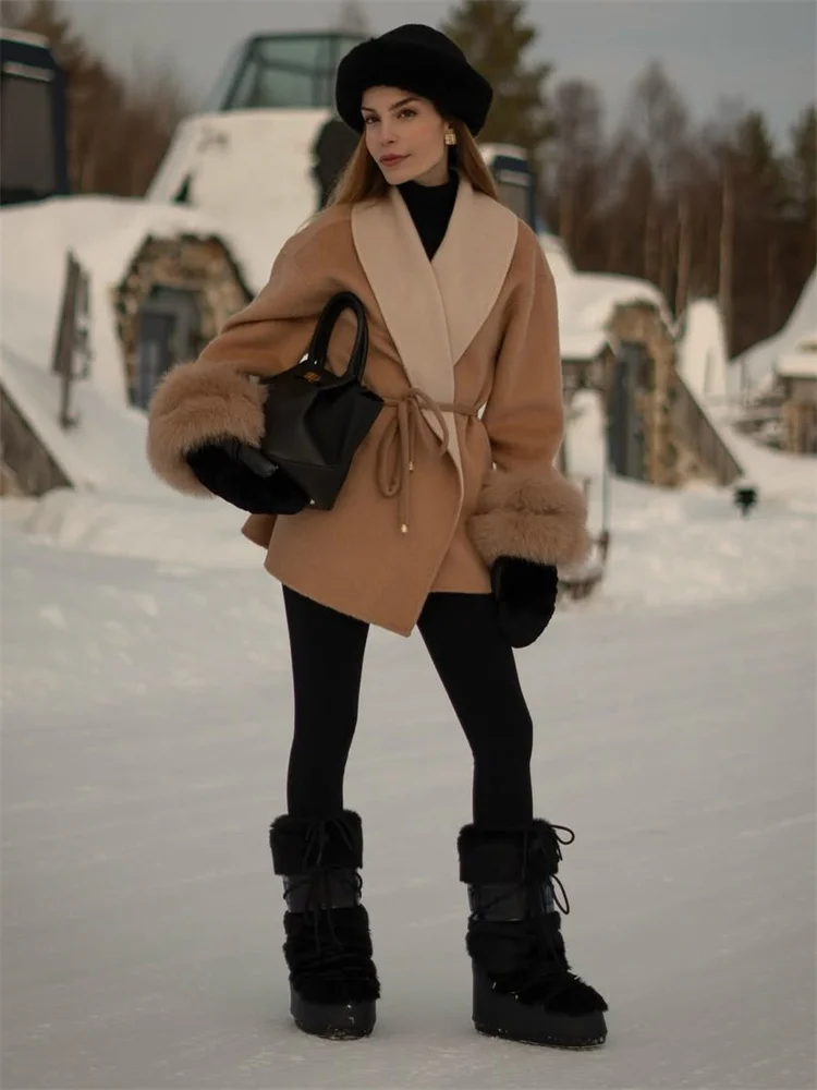 Tossy Wool Fashion Fur Feather Jackets Women's Luxury Lace-Up Cardigan Contrast Wool Outwear Winter 2025 Female Fur Feather Coat
Tossy Wool Fashion Fur Feather Jackets Women's Luxury Lace-Up Cardigan Contrast Wool Outwear Winter 2025 Female Fur Feather Coat