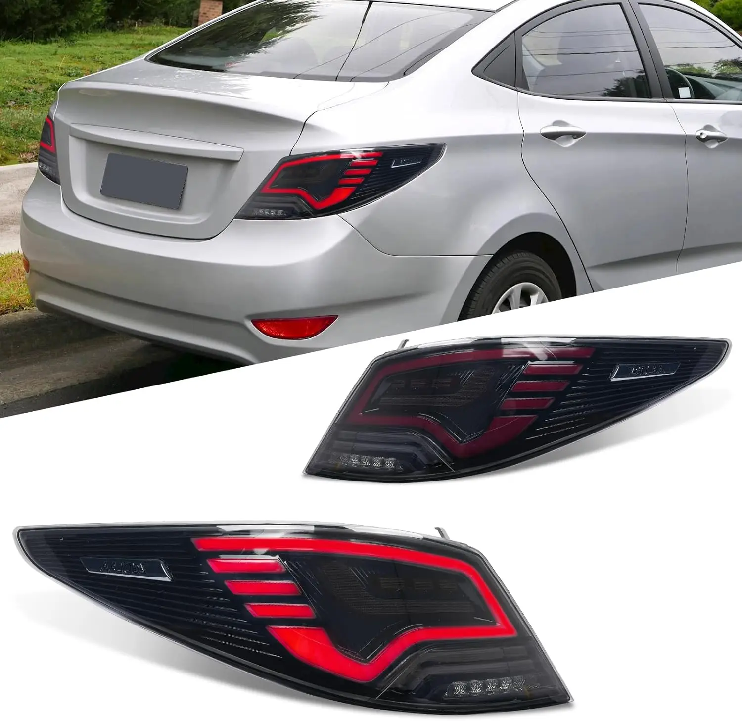 Светодиодные задние фонари для Hyundai Accent Seden GLS/SE/Value Edition 2011-2017 4-го поколения с последовательным анимацией указателей поворота DRL
Светодиодные задние фонари для Hyundai Accent Seden GLS/SE/Value Edition 2011-2017 4-го поколения с последовательным анимацией указателей поворота DRL