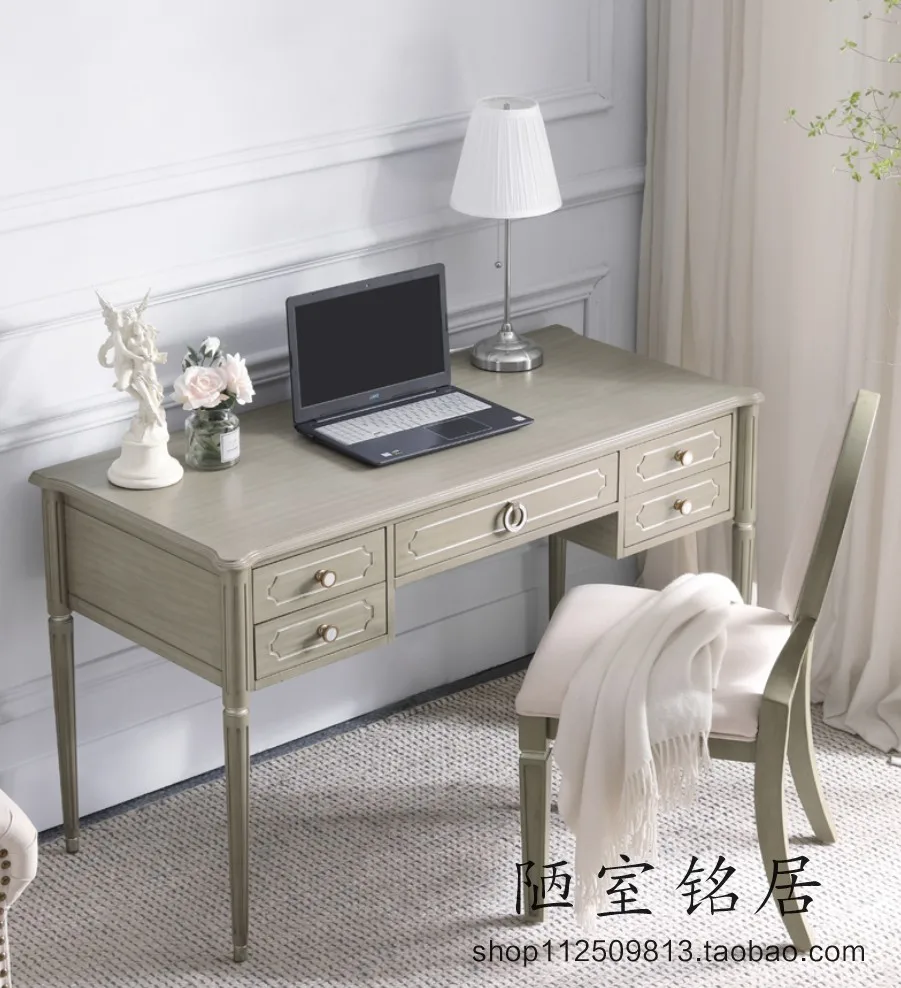 HYS American light luxury villa solid wood desk dresser European simple solid wood writing desk
HYS American light luxury villa solid wood desk dresser European simple solid wood writing desk