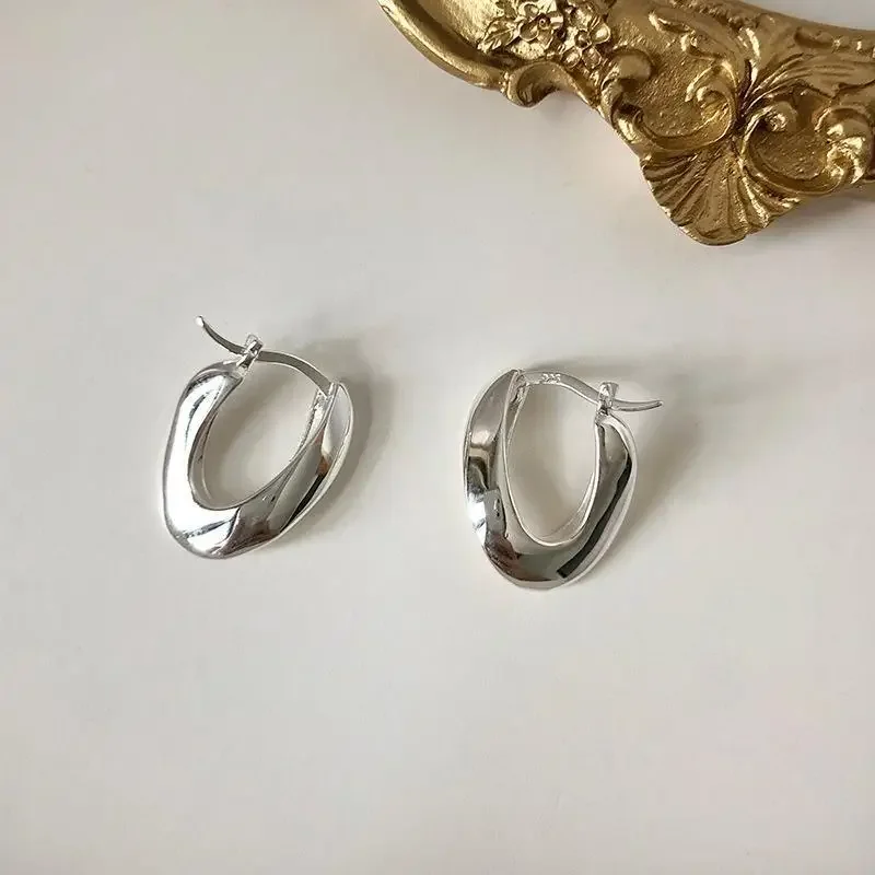 Серьги из серебра 925 пробы, геометрические серьги-кольца для женщин, подарочные серьги, модные украшения Aretes de mujer 
Серьги из серебра 925 пробы, геометрические серьги-кольца для женщин, подарочные серьги, модные украшения Aretes de mujer